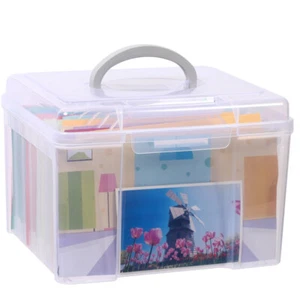 Photo Storage Box 6 Grids Craft Container Photograph Picture Album Organiser UK - Picture 1 of 9