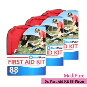 3x First Aid Kit 88 Pieces MediPure Medical Supplies Emergency Bag Portable - Picture 1 of 12