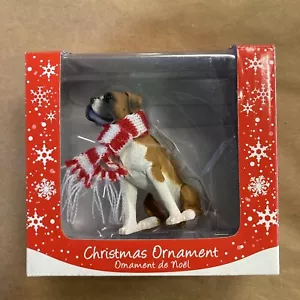 Boxer Dog Christmas Ornament Wrapped In Red & White Scarf Sandicast NEW - Picture 1 of 8