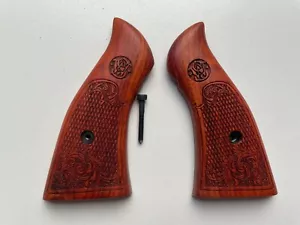 Nueva empuñadura decorativa para S&W, empuñaduras cuadradas a tope con marco K/L, arte floral en madera dura - Imagen 1 de 7