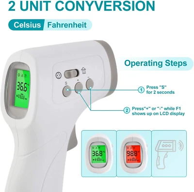BIOLAND Adult & Baby LCD Thermometer Gun Digital IR Infrared Forehead Non-Contact UK