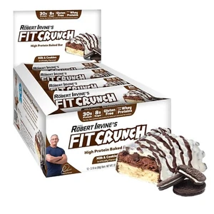 FIT CRUNCH Whey Protien Bar Milk & Cookie 12 Count - 3.10oz - Picture 1 of 4