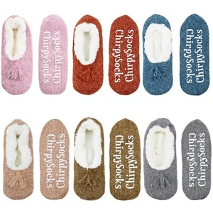 Adult Super Soft Warm Fuzzy Fancy Yarn Slippers Non-Slip Lined Socks, 6 Pairs - Picture 1 of 2