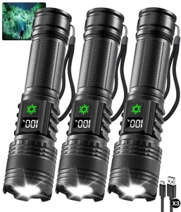 3Pack Rechargeable Flashlights High Lumens 9900FL, LED Flashlight Rechargeabl... - Bild 1 von 7