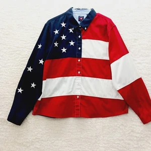Men Button-Up Long Sleeve Shirt Size XL Panhandle Slim Flag 4th July Ft Worth TX - Picture 1 of 18