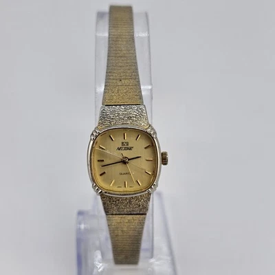 Reloj para mujer Nelsonic esfera dorada de 18 mm correa pulsera dorada batería nueva Foto 1 de 4