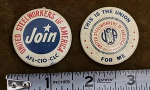 Vintage United Steel Workers Of America Pin Backs - Picture 1 of 6