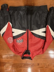 Vintage Ohio State Buckeyes Leather Jacket 90s Pro Player Black Red White OSU - Picture 1 of 15