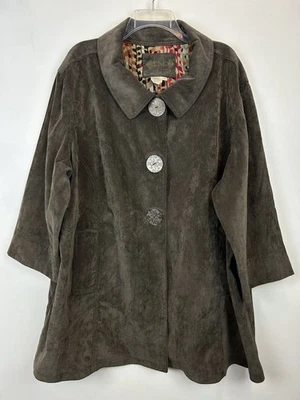 Abrigo Chaqueta Pana Mujer 3X Marrón Plus Lagenlook Cápsula Minmalista Leer Foto 1 de 4