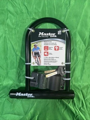 Master Lock Bicycle Security Hardened Steel U-Lock + Carrier Bracket Black New - Image 1 of 4