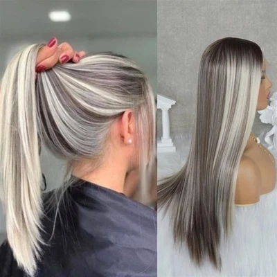 Парики Balayage пепельно-коричневые со светлой подсветкой полностью кружевные спереди 100% человеческие волосы  - Изображение 1 из 4