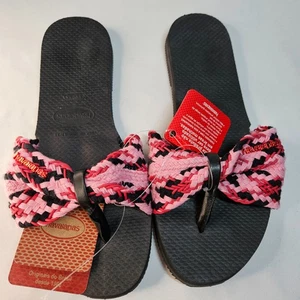 Havaianas You St. Tropez Mesh Flip Flop Sandals Women’s Size 6 Pink & Black NWT - Picture 1 of 8