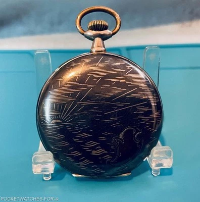 1910 POCKET WATCH 15 JEWELS SILVER NIELLO HUNTER CASE ART NOUVEAU SERVICED - Image 1 of 4