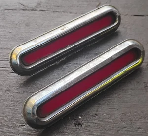2 Vintage Car Side Emblems? Chrome & Red, Unknown Year & Make - Picture 1 of 4