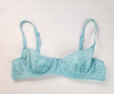 Women's/Jrs Flirtitude Unlined Lace Balconette Bra Size 34A Aqua Blue - Image 1 of 4