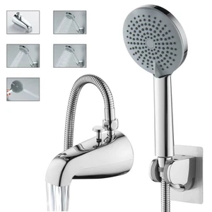 Chrom Wannenauslauf mit Umsteller, 5 Stufen Handbrause, Badewannenarmatur mit... - Bild 1 von 9