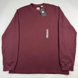 Levi’s Men Large Standard Red Maroon Cotton Polyester Blend Waffle Thermal Shirt - Picture 1 of 12