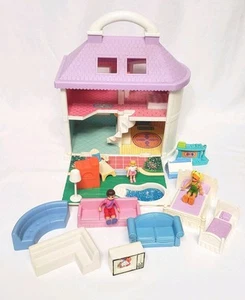 Blue Box Light Up Dream House Doll House  Tested Works Figures & Furniture VTG - Picture 1 of 11