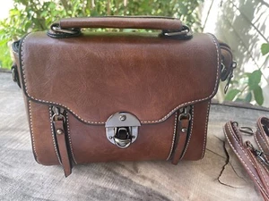 Women’s square flap W/ buckle accessory handbag Crossbody Faux Leather Purse - Picture 1 of 11