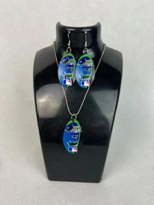 Tampa Bay Rays Logo Vintage Teardrop Spinner Hook Earrings and Necklace Set - Picture 1 of 2
