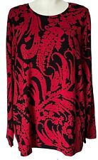 Chico's Touch of Cool Layering Tee Black Red Paisley Wild Poppy 3 XL 16 NWT