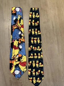 Vintage 90s Disney Winnie Pooh Tigger Eeyore Exquisite Apparel neckties LOT OF 2 - Picture 1 of 7