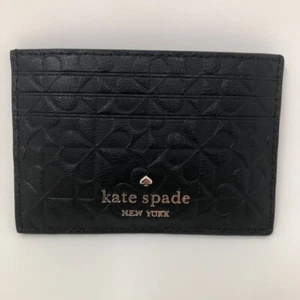 Kate Spade Womens Card Holder Wallet Black Floral One Size New - Picture 1 of 4