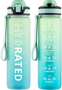 Trinkflasche mit Strohhalm, 32Oz Motivierende Wasserflaschen mit Zeitmarkierung zum Dri - Bild 1 von 12