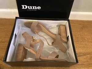 DUNE LEATHER HEELS STRAP SHOES FORMAL SMART EVENING UK 8 ISOBEL TAUPE W/BOX - Picture 1 of 12