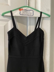Abito donna Herve Leger Paris misto rayon fascia slim nero midi taglia S - Foto 1 di 12