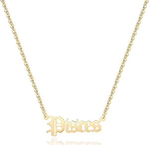 18K Gold Plated Astrology Necklace for Women Jewelry,12 Zodiac Pendant Horoscope - Picture 1 of 12