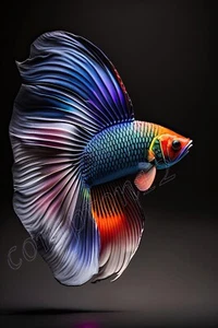Ready for a Fight - 2 Siamese Fighting Fish (Bettas) Digital Fine Art Prints - Picture 1 of 3