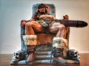 Barbarian Conan 32 Cm 1/6 Conan Il barbaro Trono - Foto 1 di 7