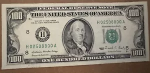 Crisp 1988 series $100 Dollar Note Bill (small face) Ortega Bead H Blk Benjamin - Picture 1 of 6