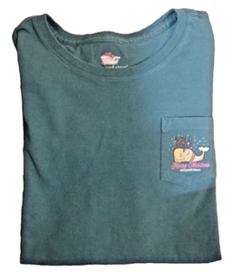 Vineyard Vines Girls Long Sleeve Reindeer Whale Pocket Tee Holiday Size L - Picture 1 of 6