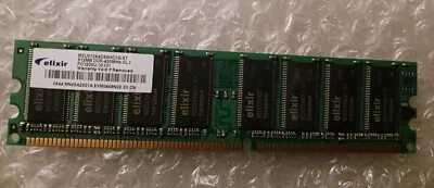 Elixir M2U51264DS8HC3G-5T 512MB DDR1 PC3200 184Pin CL3  Desktop Memory - Image 1 of 2
