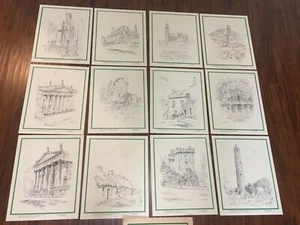 Ireland "Beautiful Eire" Set 12 Drawings by Jack Frost 1953 Irish Art 12 x 10 - Picture 1 of 8