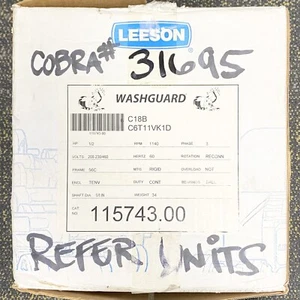Leeson 115743.00 C18B C6T11VK1D 1/2HP 1140 RPM 3PH 208-230/460V 5/8in Shaft - Picture 1 of 3