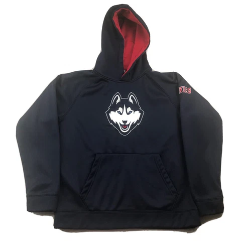 UConn Huskies Hoodie Youth Large 16-18 Blue Pullover Hooded Sweatshirt Pockets Cover
