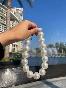 Chunky White Large Faux Big Pearls New Bib Necklace Statement Handmade Jewelry - Picture 1 of 9