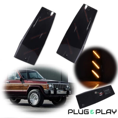 Marcadores laterales verticales delanteros LED ámbar ahumado 2 piezas para Jeep 84-96 Cherokee XJ Foto 1 de 4