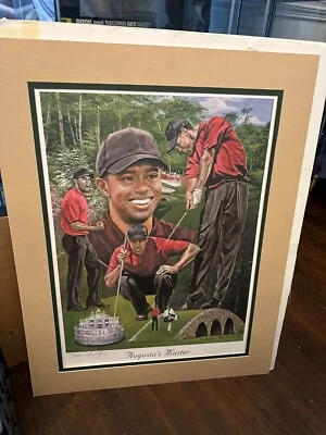 Litografía Tiger Woods Augusta's Master 2006 firmada Angelo Marino 17 x 23 Foto 1 de 4
