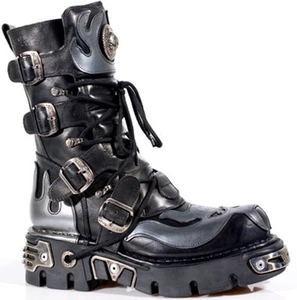New Rock Boots Unisex Punk Gothic Boots - Style 107 S2 Silver - Picture 1 of 5