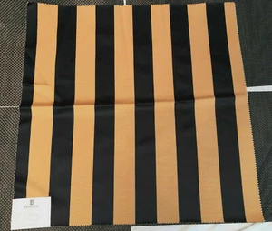 DURALEE Black & Gold Striped 26 x 26" Cotton Blend Fabric Sample - Picture 1 of 3