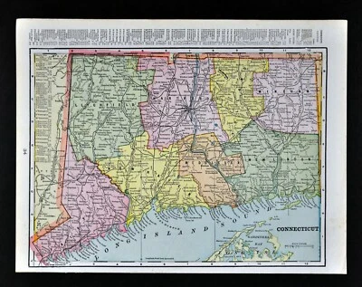 c 1899 Cram Map Connecticut New Haven Hartford Norwich Bridgeport Mystic Putnam - Image 1 of 2