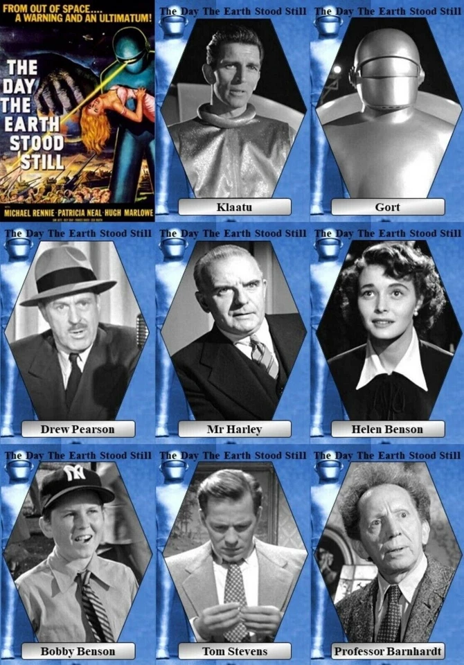 TC The Day The Earth Stood Still (1951) movie Klaatu Gort Rennie Set 9 Karten - Bild 1 von 1