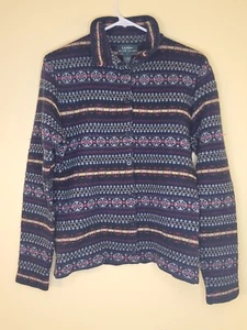 VTG Lauren Ralph Lauren Lambs Wool Womens Button Sweater Snowflake pattern Sz M - Picture 1 of 12