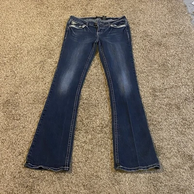 Pantalones de mezclilla para mujer ZCO talla 7 adornados lavado medio Foto 1 de 4