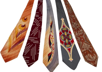 Lote de 5 corbatas vintage para hombre de la década de 1940 | Corbatas novedosas Swing Era Silk Rayon MCM Foto 1 de 4