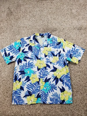 Camisa Hawaiana Jantzen Vintage Grande Hombres Floral Manga Corta Algodón Hecha en EE. UU. Foto 1 de 4